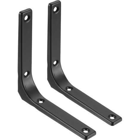 Support Etagère Murale Fixation Flottante Support, Tablette Flottante Support Flottant en Bois Dissimulé à Fixation, Equerre Charge Lourde Noir Mat en Métal 125MM, 4Pcs (1/5)