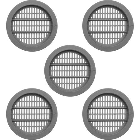 SOTECH Lüftungsgitter zum Einlassen mit Abdeckrand Belüftung Innen und Außen - 5 Stück Ø 49 mm / Einbau-Ø: 39 mm / Einbautiefe: 7 mm Lüftungsrosetten geschlitzt (1/5)