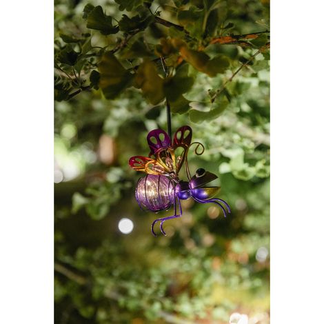 Papillon solaire VIOLET 18 cm, déco suspendue colorée, idéale pour arbres, balcons ou pergolas