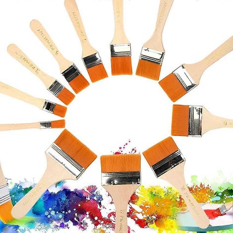 Holzpinsel, Set mit 12 Flachpinseln für Ölmalerei, Flachpinsel für Aquarellmalerei