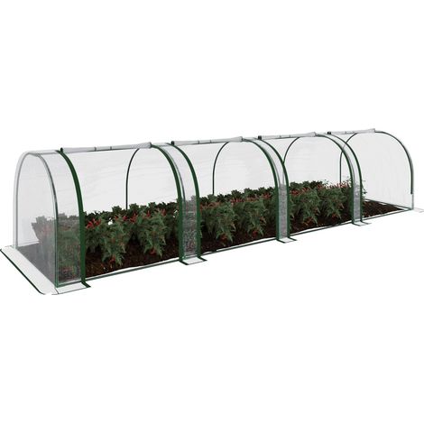 Serra A Tunnel in Acciaio Per Piante Fiori Orto Giardino Telo In PVC Trasparente Con 3 Porte Avvolgibili A Cerniera Protezione Piante Giardinaggio 295 x 100 x 80 Cm (1/5)
