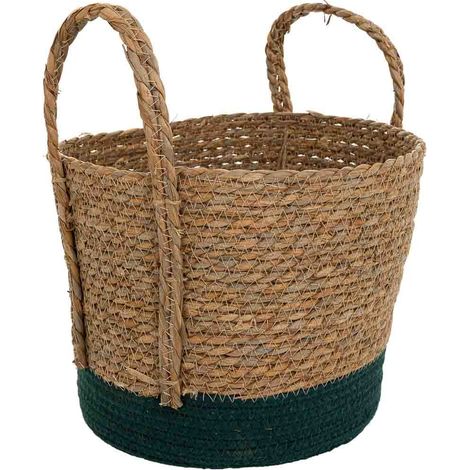 Cesto de fibra natural y algodón negro D29x24/34 (1/5)