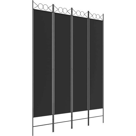 Paravent Cloison de séparation 4 panneaux, Pour Jardin, Balcon, Terrasse Noir 160x220 cm Tissu OIB1004E (1/5)