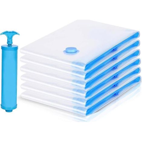 12 pcs Sac Sous Vide Vêtement Aspirateur, 60x40cm Housses de Rangement, Sac Compression Voyage s, Couette Stockez pour Matelas (1/4)