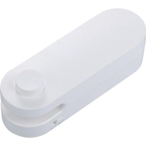 Mini scelleuse de sacs, mini scelleuse et coupe-sacs, scelleuse de sacs à puces rechargeable, thermoscelleuse, refermeuse de sacs portable, blanche (1/4)