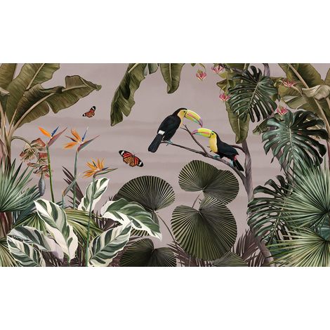 Papier peint panoramique - Forêt Tropicale Toucans - 130 cm x 80 cm (1/2)