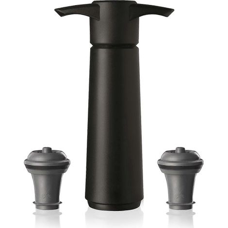 Système de conservation du vin Vacu Vin Original avec 2 bouchons sous vide – Pompe noire pour vin rouge ou blanc – Système manuel d'élimination de l'air – Hermétique (1/4)