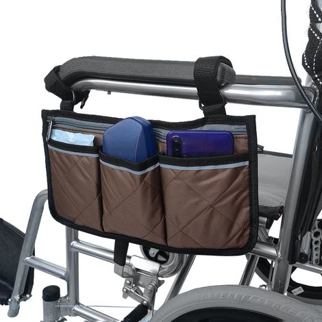 Poche latérale étanche pour fauteuil roulant, sac de rangement résistant pour accoudoir