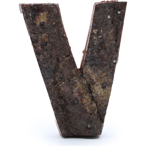 Lettre d'écorce rustique - "V" - 7 cm- Vendu par 1