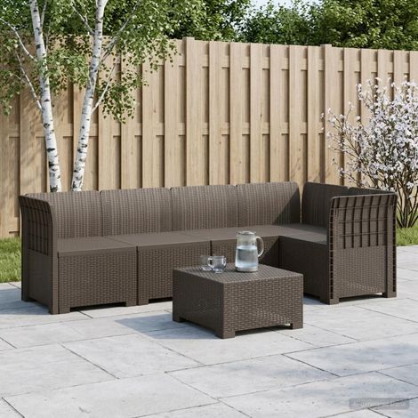 vidaXL Sofá de Jardín de 5 Plazas Estilo Ratan PP Gris Claro (1/5)