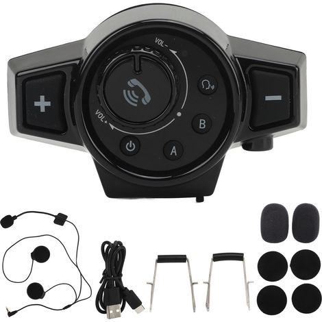 Casque moto Bluetooth 5.0 étanche avec intercom, kit mains-libres pour appels et musique, système de communication pour moto. (1/5)