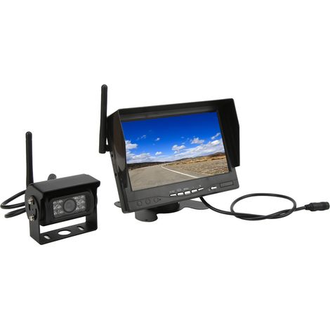 Ortviai Kit caméra de recul sans fil 7" écran IPS, résolution HD 720P, angle large 120°, étanche IP68 pour camping-car, fourgon, remorque (1/5)
