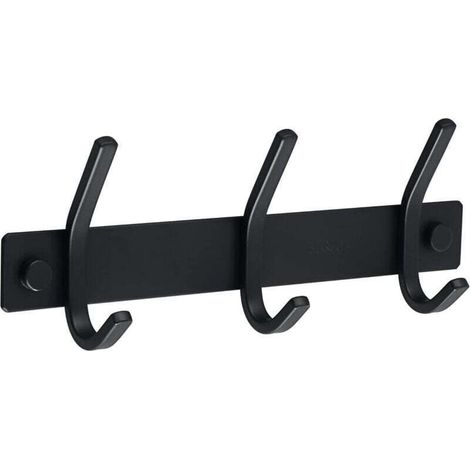 Crochets porte-serviettes, patères murales pour salle de bain et cuisine, patères murales à 3 crochets, finition noir mat, acier inoxydable. (1/4)