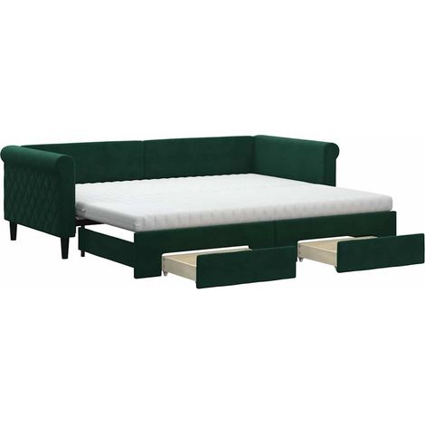 Maison Exclusive - Divano Letto Estraibile Cassetti Verde Scuro 90x200cm Velluto (1/5)