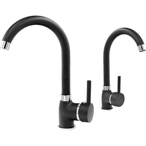 Mitigeur d'évier de cuisine Granitan BETA noir moucheté monotrou avec bec pivotant 360° (1/5)