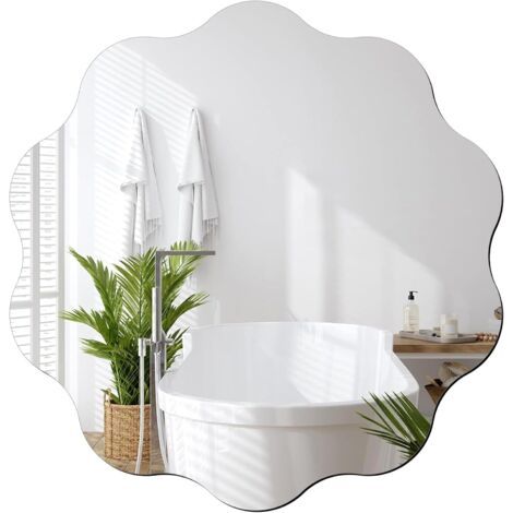 Sticker mural décoratif effet miroir, 30 cm, motif ondulé irrégulier, style industriel moderne, convient aux salles de bains, salons et chambres. (1/5)