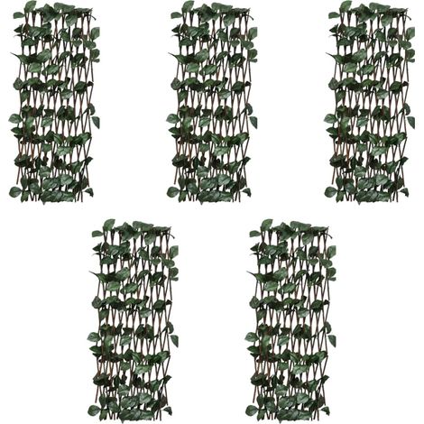 Clôtures à treillis de saule 5pcs feuille artificielle 180x30 (1/4)