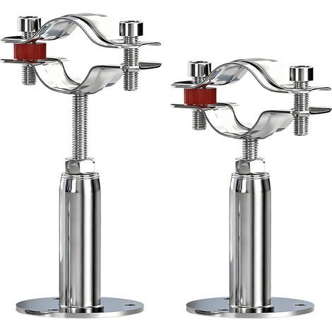 Lot de 2 colliers de serrage pour tubes en acier inoxydable 304, pour tubes de diamètre 51 à 57 mm (2" à 2,24"), fixation murale et plafond. (1/5)