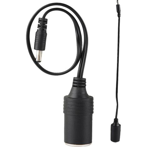 Adaptateur prise allume-cigare femelle vers connecteur DC 5,5x2,1mm femelle, câble d'alimentation avec fiche, pour accessoires auto, longueur flexible, compatible 12V-24V. (1/5)