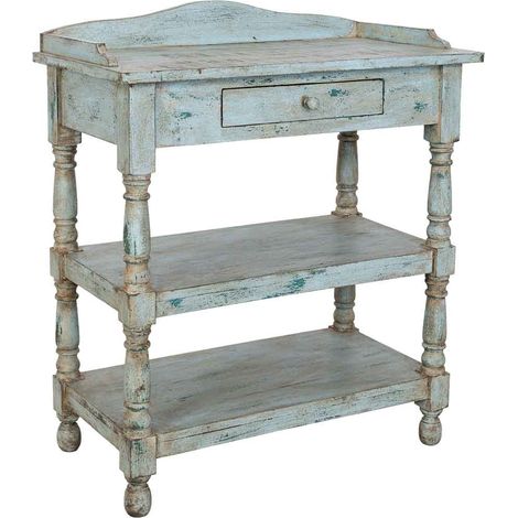 Recibidor de madera artesanal azul 80x40x90h cm (1/5)