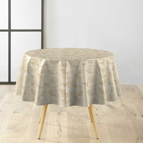Nappe Toile Cirée Ronde "Arbusa" 160cm Naturel (1/4)