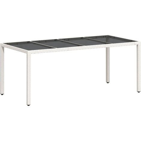 Table de jardin avec dessus en verre blanc résine tressée (1/5)