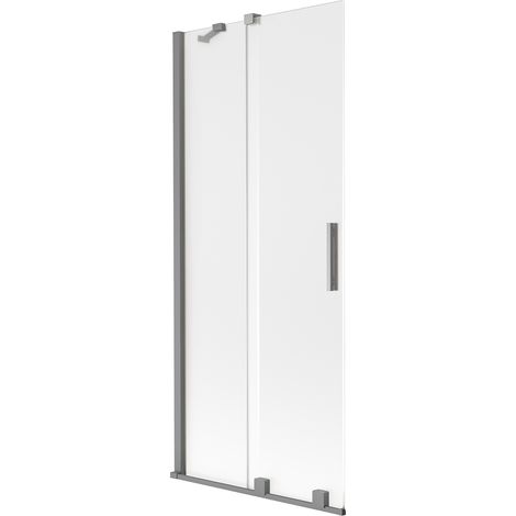 Mexen Velar Duschwand 2-flügelig verschiebbar 85 x 150 cm, mattiert, Gun Metal - 896-085-000-31-95 (1/2)
