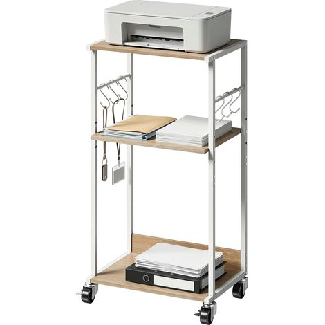HOMCOM Supporto Stampante 3 Livelli con Ruote e Ganci