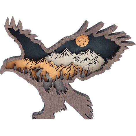 Sculptures en Bois Animaux 3D - Décoration Murale Multicolore pour Bureau et Salon (1/5)