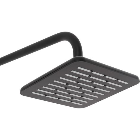 Set Soffione doccia 20 x 20  cm e braccio di 35 cm in finitura nero anticalcare Hidra (1/3)