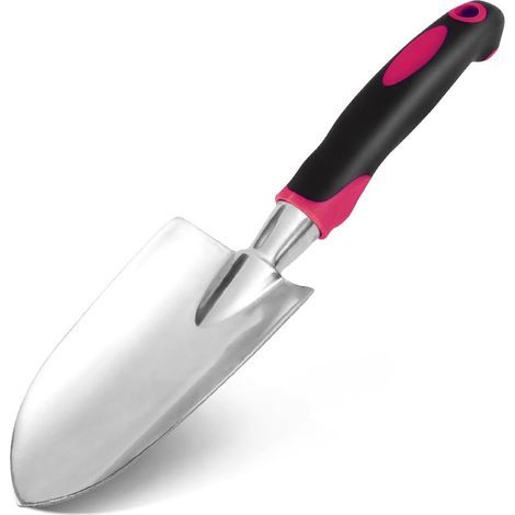 Pelle de jardin - Pelle à main robuste en acier au manganèse - Creuser, pelleter et planter - Rose rouge (1/5)