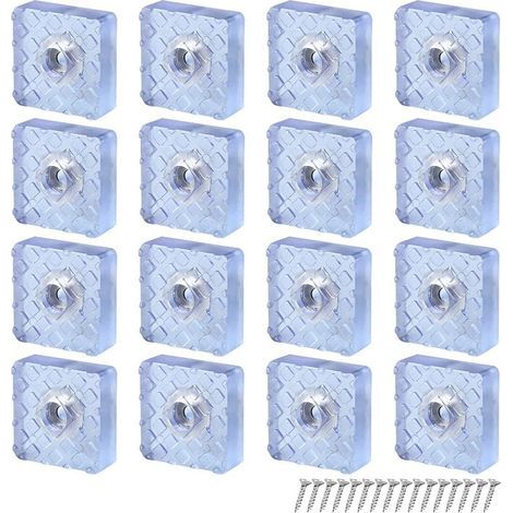 CCYKXA  16 Pieces White Anti-Slip Rubber Chair Leg Protectors, Square Shape Furniture Leg Protectors for Chairs and Sofas (30 x 30 x 11 mm)