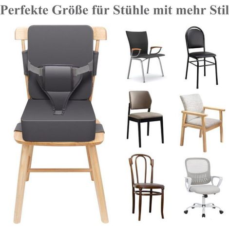 Rehausseur Chaise Enfant - Dossier Intégré - Sangles Sécurité 3 Points - Antidérapant - Lavable - 1 Pièce (1/5)