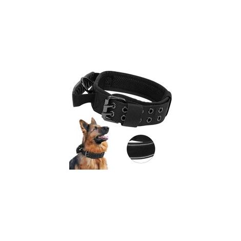 Collier tactique réglable pour chien – Nylon 1000D durable – Rembourré pour confort – 5 puntos de réglage – Taille XL pour chiens moyens à grands