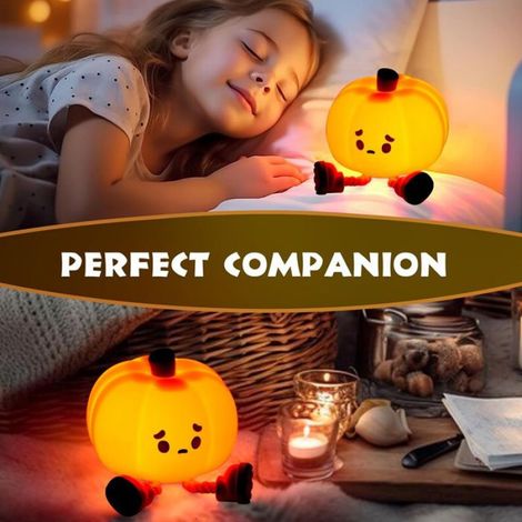 Veilleuse - Citrouille - Silicone - Rechargeable - Intensité Réglable - Pour Chambre Enfant - 1 Pièce (1/5)