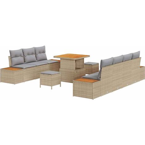 Maison Exclusive - Gartensofa-set mit Kissen mit Speicher 10 pcs