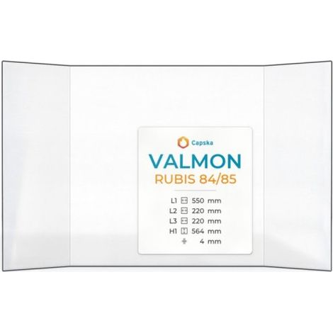 Vitre Valmon RUBIS 84/85 - Verre Prismatique pour insert - (220 + 550 + 220) x 564 mm (L2+L1+L3 x H1) - 4 mm (1/5)