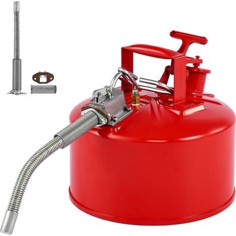 Mophorn Sicherheitskanister, 9,5 L, Typ II, Behälter mit Flammensperre, selbstschließendem Deckel und flexiblem Metallausguss, Lagerbehälter zur sicheren Aufbewahrung von brennbaren Flüssigkeiten, Rot (1/5)