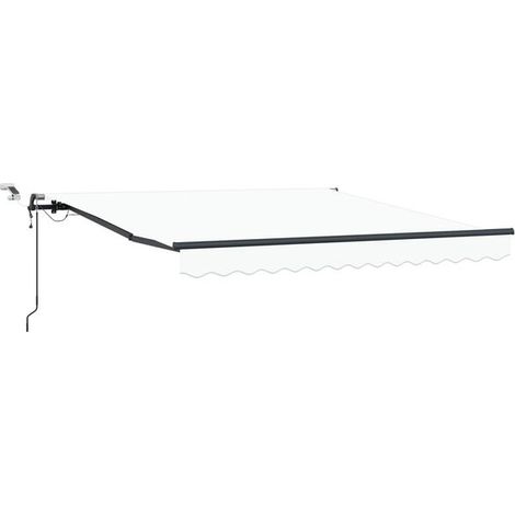 Store banne rétractable blanc, 300 x 250 cm, polyester et métal. (1/5)