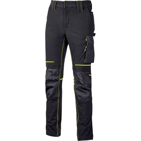 PANTALON DE TRAVAIL LOURD TISSU U-4 STRETCH ATOM BLACK CARBON U-POWER