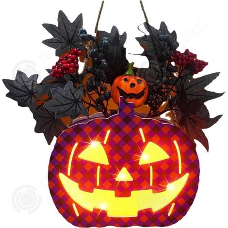 INN Halloween citrouille lumière 34x22cm couronne de citrouille érable berry décoration suspendue family outdoor party lanterne de