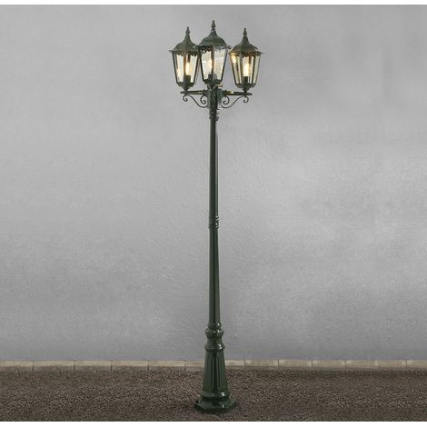 Grüne Gartenlaterne FIRENZE, Aluminium, inkl. Pfahl und Fundament (1/5)