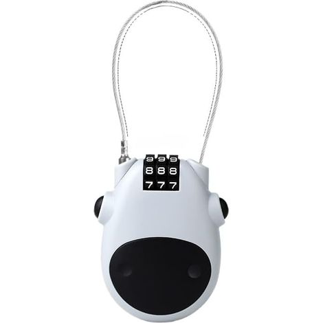Lucchetto con cavo retrattile - Combinazione a 4 cifre con cavo in acciaio da 80 cm per bicicletta, casco da moto, bagagli, valigie, sci e passeggino - Soluzione di sicurezza leggera e portatile (bian (1/5)