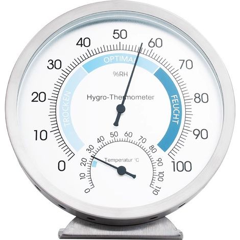 Thermometer Hygrometer Innen Analog - Hochwertiges Edelstahl-Feuchtigkeitsmessgerät und Raumthermometer für eine zuverlässige und komfortable Überwachung