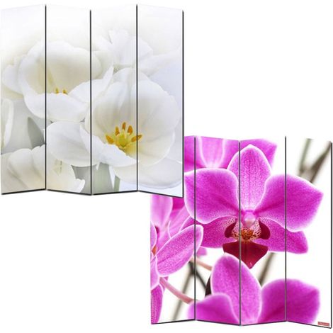 Foto-Paravent Paravent Raumteiler Spanische Wand Bagheria 180x160cm, Orchidee