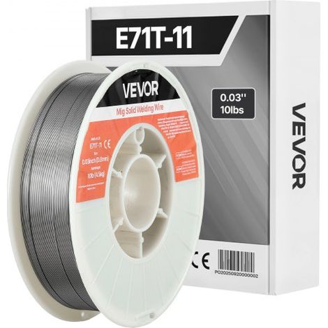 Alambre de Soldadura MIG con Núcleo Fundente, E71T-11, 0,8 mm, 4,5 kg, de Acero Dulce sin Gas, con Bajas Salpicaduras para Soldadura por Arco en Cualquier Posición, para Exteriores, 1 Rollo (1/5)
