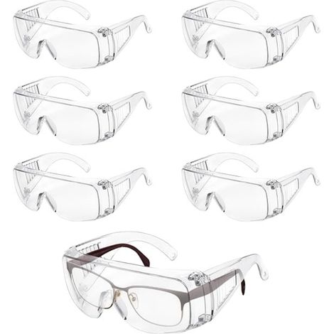 Lunettes De Protection - Verres Clair Acrylique - Anti-buée - Adaptées Sur Lunettes Correctrices - Pour Laboratoire Construction Mécanique - 6 Pièces (1/5)