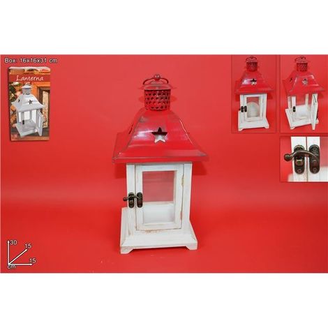 LANTERNA GRANDE 30 cm ROSSA ANTICHIZZATA