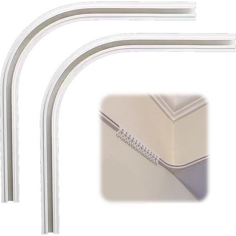 Raccord coudé pour rail de plafond - Lot de 2 - PVC - Angle de 90 degrés - Pour rail de rideau coudé - Pour bricoleurs/coude de rail - Blanc - Taille standard - 2 pièces (1/3)