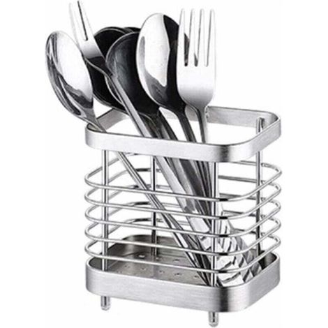 UlisemÉgouttoir Rangement Couverts, Support Panier Pour Couteaux, Fourchettes, Cuillères, Ustensiles de Cuisine Porte-couverts Acier Inoxydable, Argent
